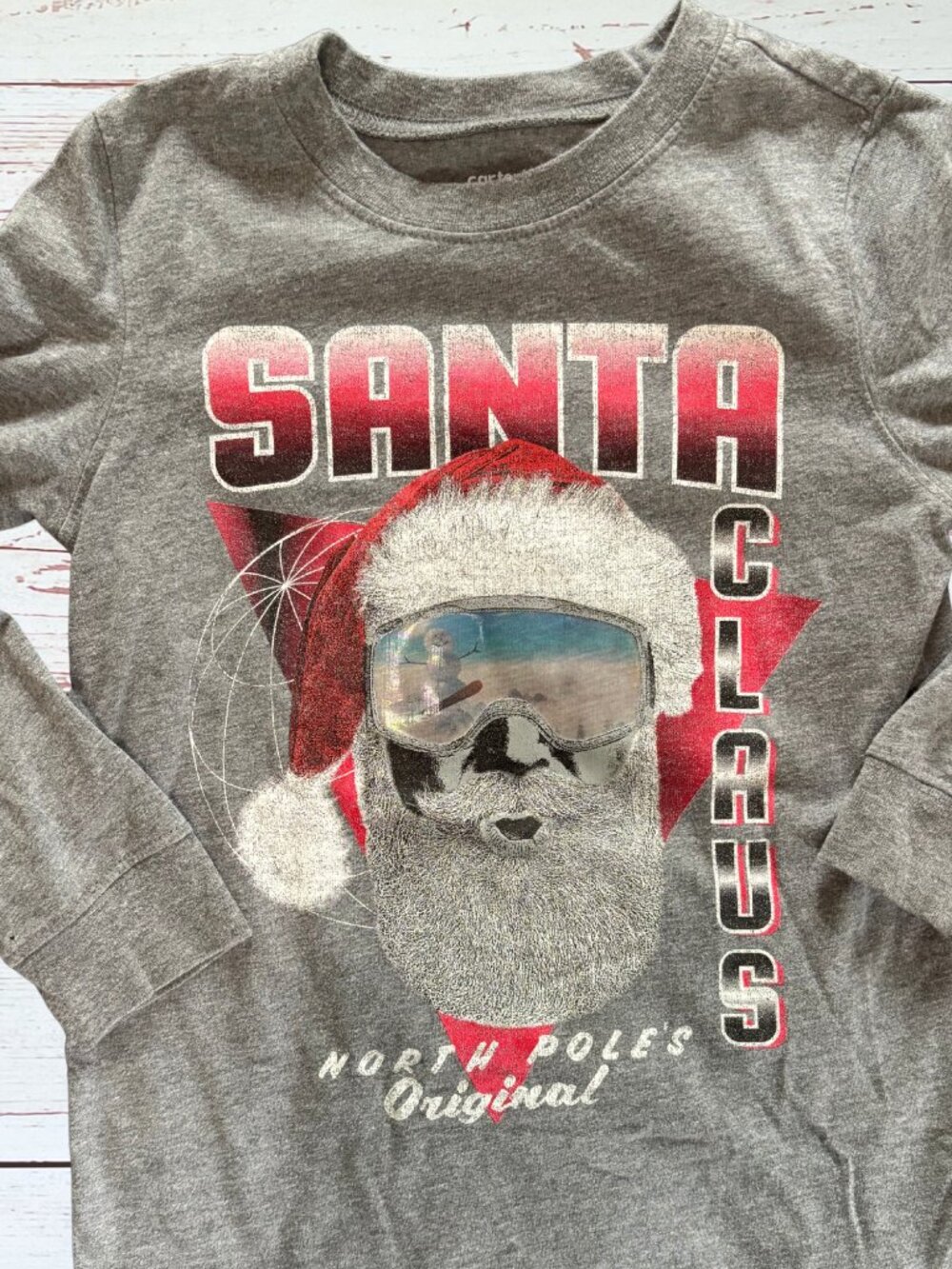 Carter’s Boys Size 6 Gray Santa Claus Christmas Long Sleeve Shirt